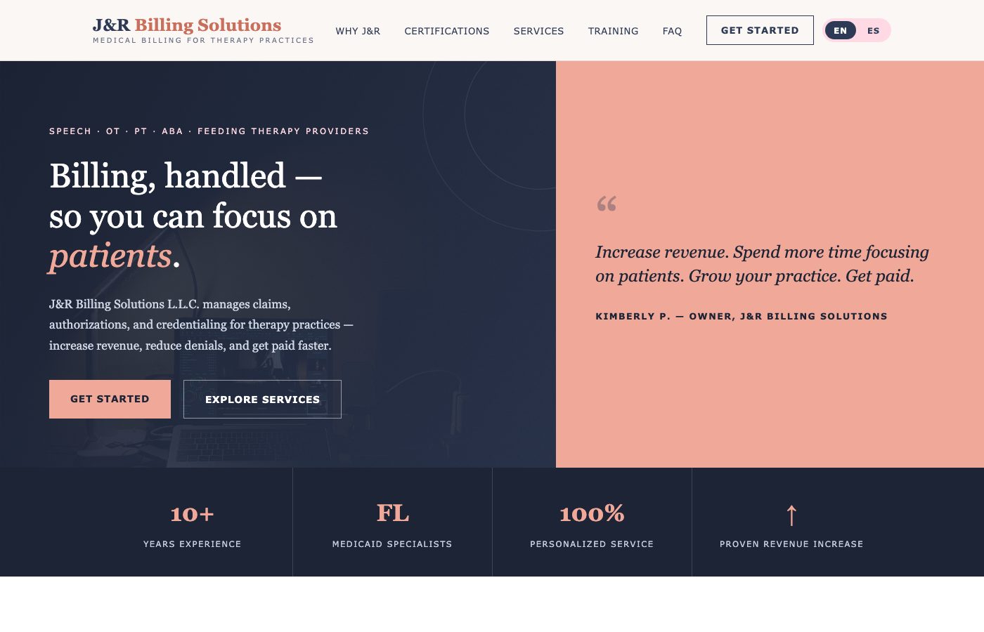 J&R Billing Solutions website screenshot